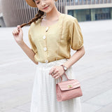 Crocodile Pattern Shoulder Bag with Chain Lock for Women