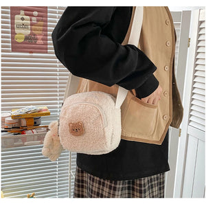 Plush Bear Messenger Bag for Women