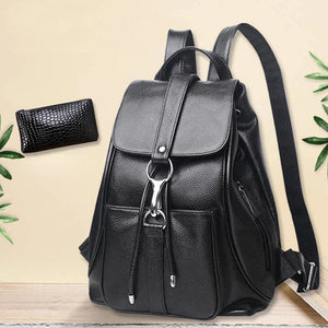 Women PU Leather Backpack School Bags Large Travel Bag E185