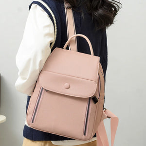 Women High PU Leather Backpack Small School Bags for Girls