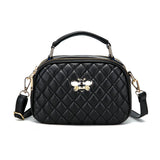 Diamond Lattice PU Leather Female Bee Handbag Lady's Shoulder Cross Body Bags