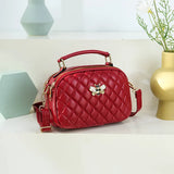 Diamond Lattice PU Leather Female Bee Handbag Lady's Shoulder Cross Body Bags