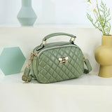 Diamond Lattice PU Leather Female Bee Handbag Lady's Shoulder Cross Body Bags