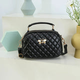 Diamond Lattice PU Leather Female Bee Handbag Lady's Shoulder Cross Body Bags