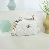 Diamond Lattice PU Leather Female Bee Handbag Lady's Shoulder Cross Body Bags