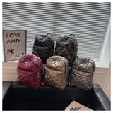 Plaid School Backpack Women's Bag Winter Space Cotton Backpacks for Girls