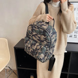 Plaid School Backpack Women's Bag Winter Space Cotton Backpacks for Girls