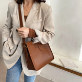Women Bucket Bag Large Capacity PU Leather All-match Shoulder Bags