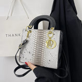 Metal Letter Shoulder Messenger Bag for Women
