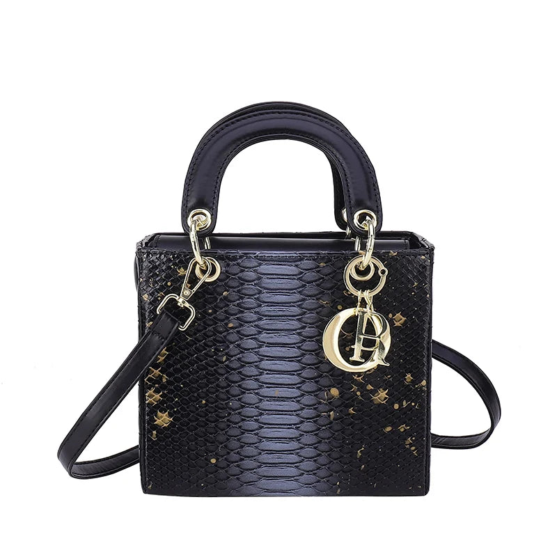 Metal Letter Shoulder Messenger Bag for Women