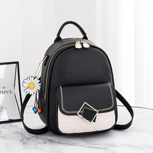 Small Backpack Women Casual PU Leather Female Bagpack