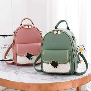 Small Backpack Women Casual PU Leather Female Bagpack