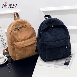 Corduroy Women School Backpack Teenger Girl School Bags