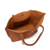 Women's PU Leather Tassel Pouch Large Capacity Tote Handbag