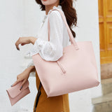 Women's PU Leather Tassel Pouch Large Capacity Tote Handbag