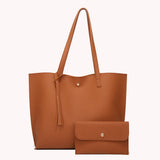 Women's PU Leather Tassel Pouch Large Capacity Tote Handbag