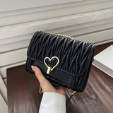 Heart Lock Shoulder Bag Chain Crossbody Bag PU Leather Party Bag