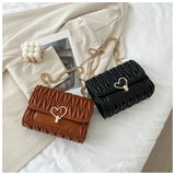 Heart Lock Shoulder Bag Chain Crossbody Bag PU Leather Party Bag