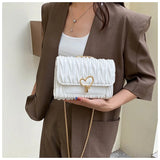 Heart Lock Shoulder Bag Chain Crossbody Bag PU Leather Party Bag