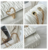 Heart Lock Shoulder Bag Chain Crossbody Bag PU Leather Party Bag