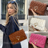 Heart Lock Shoulder Bag Chain Crossbody Bag PU Leather Party Bag