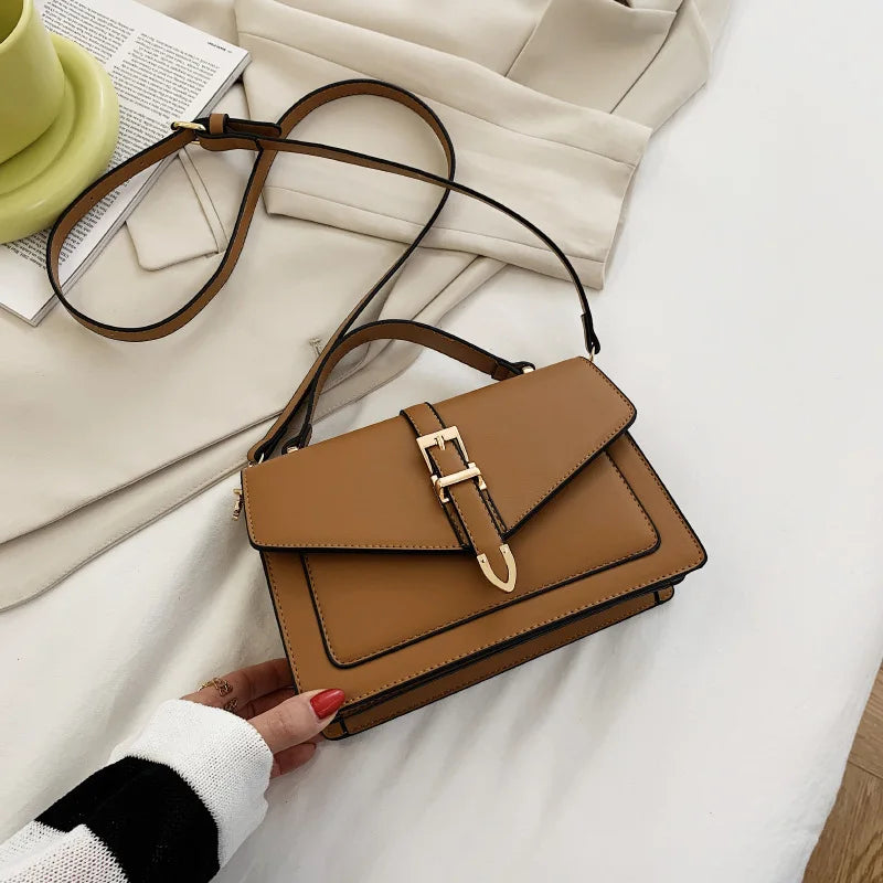 Solid PU Leather Shoulder Bags for Women
