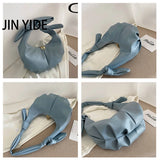 Women's PU Leather Shoulder Bag Solid Handbag Travel Underarm Bag