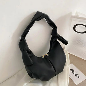 Women's PU Leather Shoulder Bag Solid Handbag Travel Underarm Bag