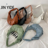 Women's PU Leather Shoulder Bag Solid Handbag Travel Underarm Bag
