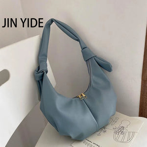 Women's PU Leather Shoulder Bag Solid Handbag Travel Underarm Bag