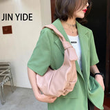Women's PU Leather Shoulder Bag Solid Handbag Travel Underarm Bag