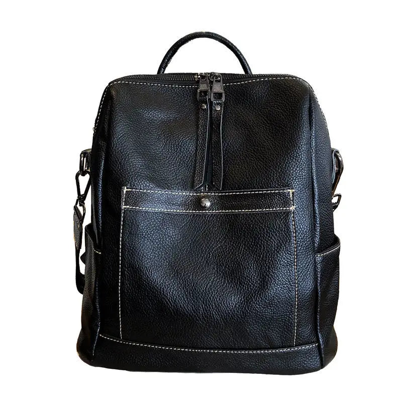 Leather Women Backpack School Bag Zipper Large Capacity Travel Bag Y42