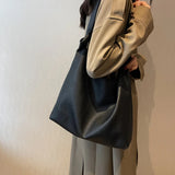 Soft PU Leather Shoulder Bag High Capacity Tote Handbag