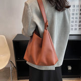 Soft PU Leather Shoulder Bag High Capacity Tote Handbag