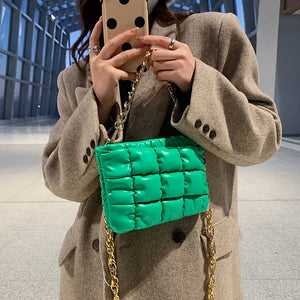 PU Leather Chain Shoulder Bag Ladies Rhombus Handbags Texture