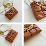 PU Leather Chain Shoulder Bag Ladies Rhombus Handbags Texture