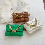 PU Leather Chain Shoulder Bag Ladies Rhombus Handbags Texture