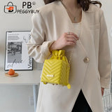 PU Leather Chain Shoulder Crossbody Bucket Bag Handbag