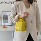 PU Leather Chain Bucket Bag Solid Portable Handbag