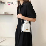 PU Leather Chain Bucket Bag Solid Portable Handbag
