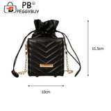 PU Leather Chain Shoulder Crossbody Bucket Bag Handbag