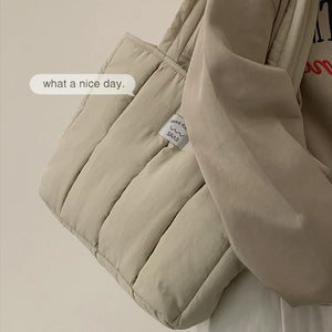 High-capacity Student Tote Handbag Solid Top-handle Shoulder Bag