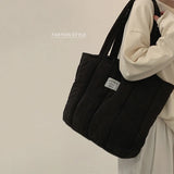 High-capacity Student Tote Handbag Solid Top-handle Shoulder Bag