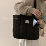 High-capacity Student Tote Handbag Solid Top-handle Shoulder Bag
