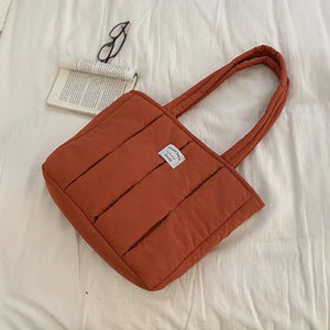 High-capacity Student Tote Handbag Solid Top-handle Shoulder Bag