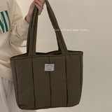 High-capacity Student Tote Handbag Solid Top-handle Shoulder Bag