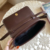 Vintage Leather Messenger Bag Women Small Square Shoulder Crossbody