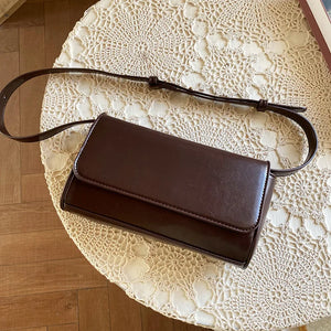 Vintage Leather Messenger Bag Women Small Square Shoulder Crossbody