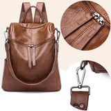 Women's PU Leather Backpack for Teenage Girls School Shoulder Bag