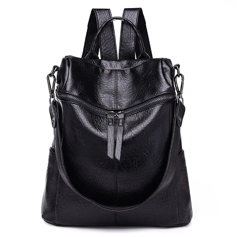 Women's PU Leather Backpack for Teenage Girls School Shoulder Bag